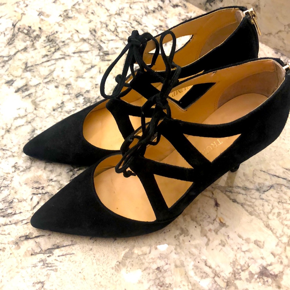 Black Suede Tie-Up Heels